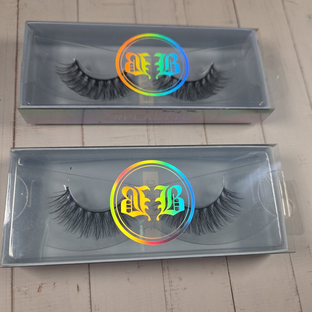 2 Pairs Baddie B False Eyelashes Natural Look Wispy Lashes